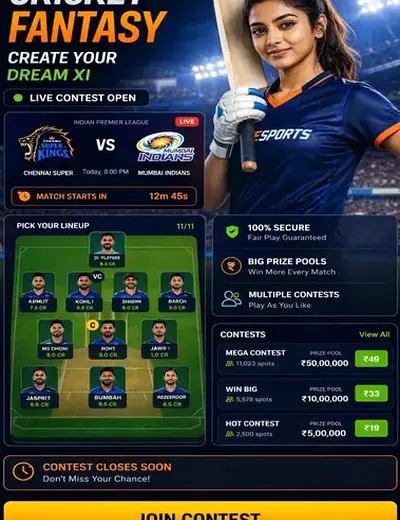Come (Come Com) fantasy cricket & matchday visual 3